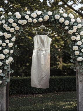 Gloria Vanderbilt Ivory Satin Textured Bodice Maxi Dress